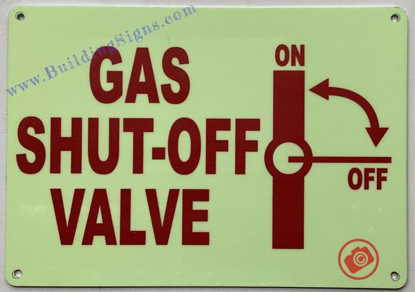 GAS SHUT-OFF VALVE SIGN (ALUMINUM SIGNS 7X10)