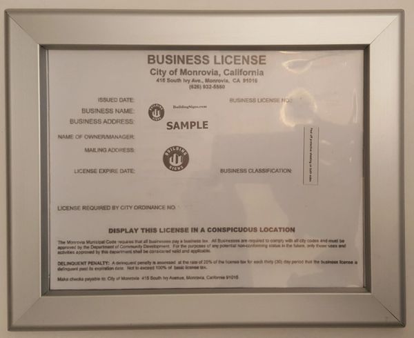 BUSINESS LICENSE FRAME CA 8.5 X 11 (HEAVY DUTY)