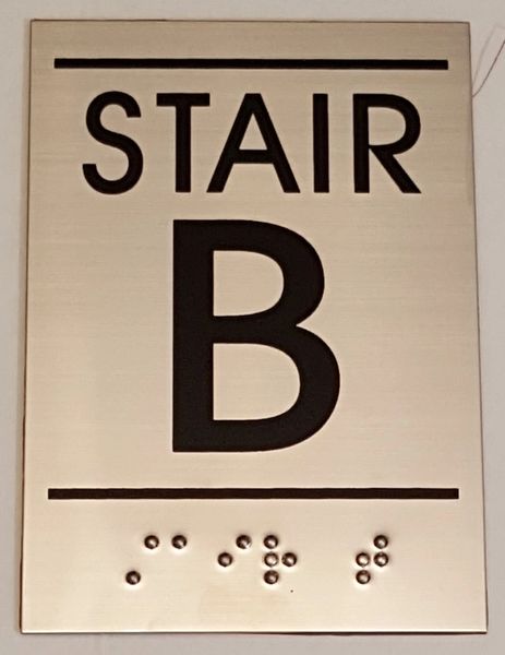 FLOOR NUMBER SIGN – STAIR B SIGN - STAINLESS STEEL (5.75X4)