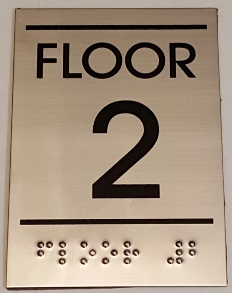 FLOOR NUMBER TWO (2) SIGN - STAINLESS STEEL (5.75X4)
