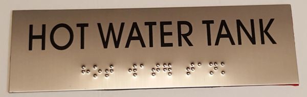 HOT WATER TANK SIGN – STAINLESS STEEL (3X9.75)