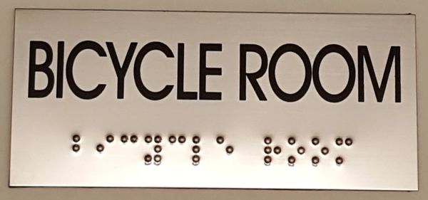 BICYCLE ROOM SIGN – STAINLESS STEEL (3X6.75)