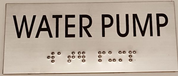 WATER PUMP SIGN – STAINLESS STEEL (3X6.75)