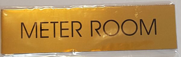 METER ROOM SIGN – GOLD ALUMINUM (2X7.75)