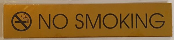 NO SMOKING SIGN – GOLD ALUMINUM (2X9.75)