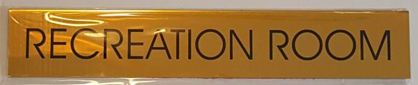 RECREATION ROOM SIGN – GOLD ALUMINUM (2X11.75)