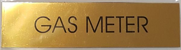 GAS METER SIGN – GOLD ALUMINUM (2X7.75)