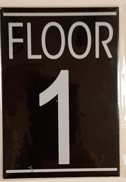 FLOOR NUMBER ONE (1) SIGN – BLACK (5.75X4)