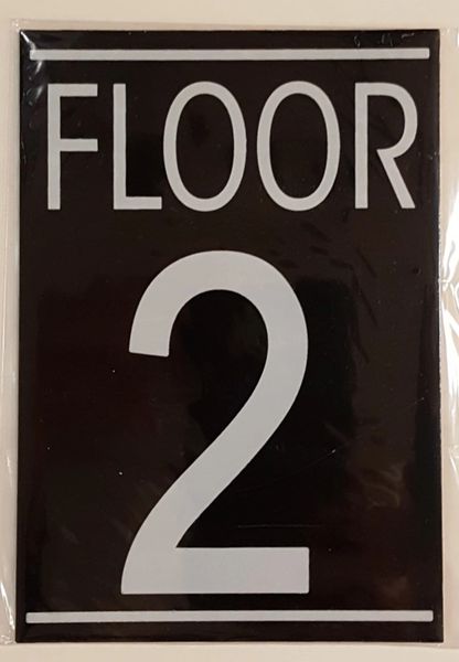 FLOOR NUMBER TWO (2) SIGN – BLACK (5.75X4)