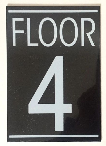 FLOOR NUMBER FOUR (4) SIGN – BLACK (5.75X4)