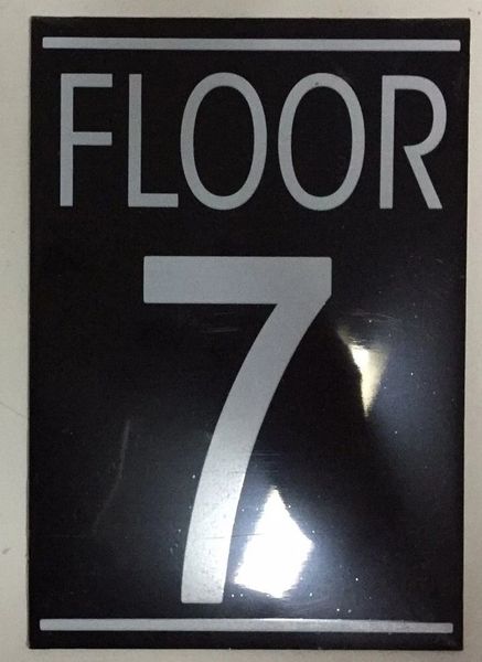 FLOOR NUMBER SEVEN (7) SIGN – BLACK (5.75X4)