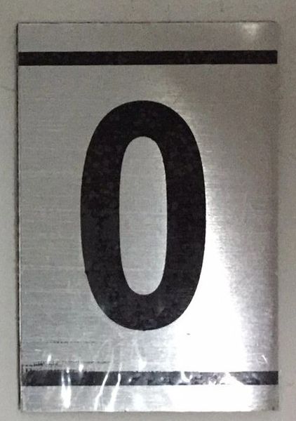 z- NUMBER SIGN – 0 SIGN- BRUSHED ALUMINUM (2.25X1.5)