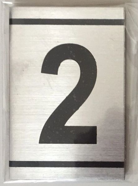 z- NUMBER TWO SIGN – 2 SIGN- BRUSHED ALUMINUM (2.25X1.5)
