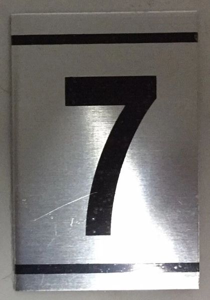 z- NUMBER SEVEN SIGN – 7 SIGN- BRUSHED ALUMINUM (2.25X1.5)