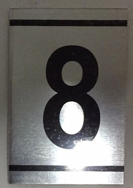 z- NUMBER EIGHT SIGN – 8 SIGN- BRUSHED ALUMINUM (2.25X1.5)