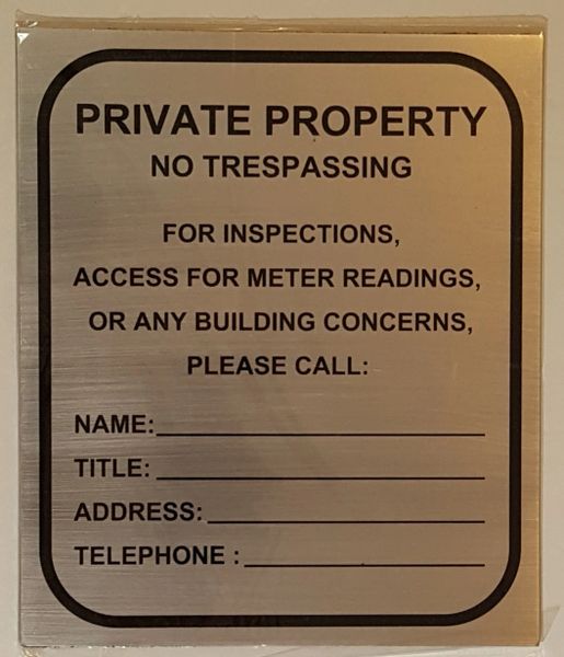 BUILDING ACCESS CONTACT SIGN- BRUSHED ALUMINUM (10X8.5)