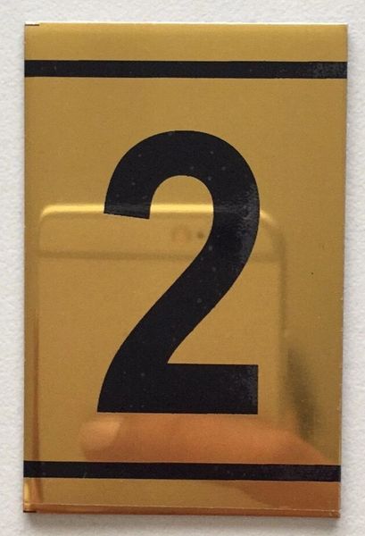 z-NUMBER TWO SIGN – 2 SIGN - GOLD ALUMINUM (2.25X1. 5)
