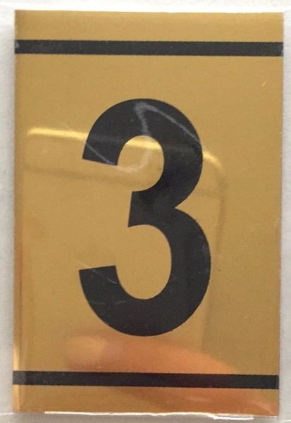 z-NUMBER THREE SIGN – 3 SIGN - GOLD ALUMINUM (2.25X1. 5)