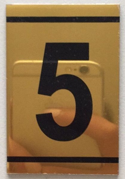 z- NUMBER FIVE SIGN – 5 SIGN - GOLD ALUMINUM (2.25X1. 5)