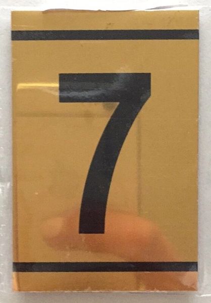 z-NUMBER SEVEN SIGN – 7 SIGN - GOLD ALUMINUM (2.25X1. 5)