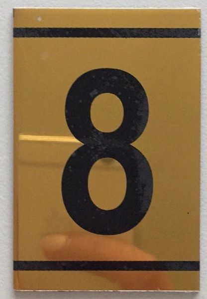 z-NUMBER EIGHT SIGN – 8 SIGN - GOLD ALUMINUM (2.25X1. 5)