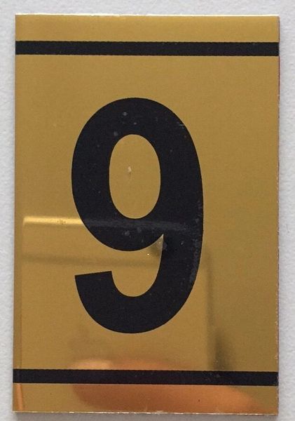 z-NUMBER NINE SIGN – 9 SIGN - GOLD ALUMINUM (2.25X1. 5)