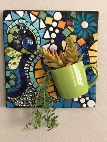 SOLD
10"x10" Succulnt mosaic planter