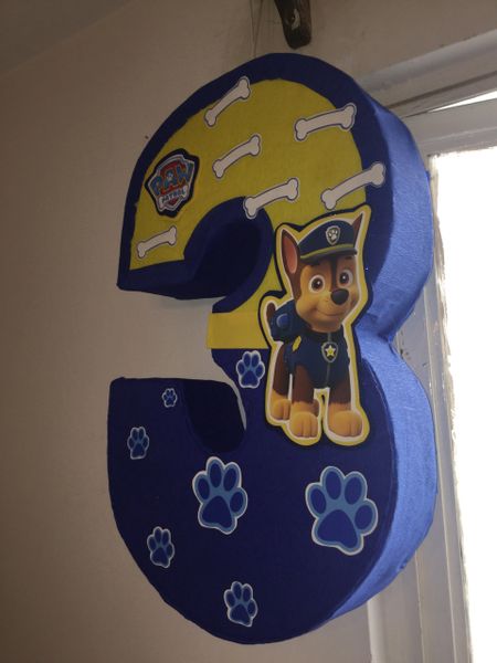 Chase number 3 pinata. Paw patrol pinata Inspired. Puppis pinata