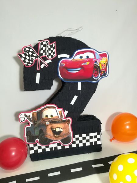 Number 2 Cars pinata Ready to ship Cars number 2 Cars party decoration. Cars birthday party. number 2 Cars birthday party. kawaii