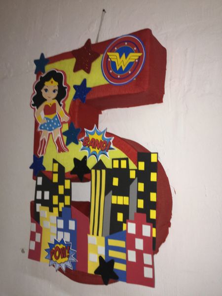 DC super heroe girls pinata, dc birthday party, batgirl, wonder woman,  supergirl