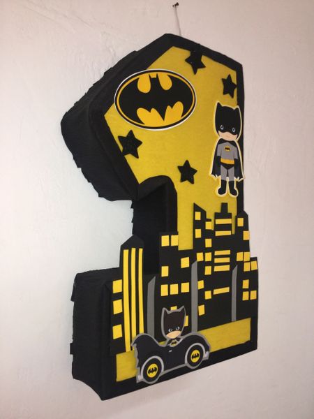 batman number 1 pinata, first birthday party batman super hero pa ...