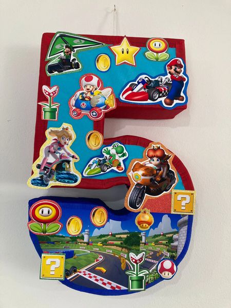 super Mario Bross number 5 pinata super mario birthday party mario and  luigi party mario kart pinata