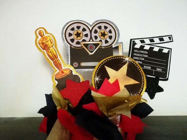 Oscars centerpiece, movie party decoration, Hollywood birthday centerpiece,  Oscars centerpiece inspirated, 3 centerpiece