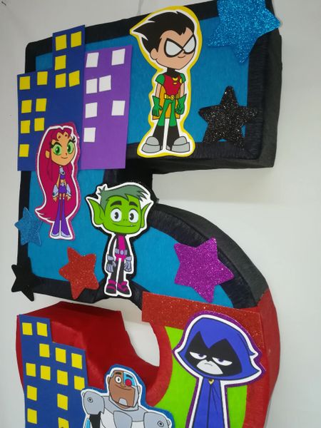 Inspired super heroes pinata. number decorated Birthday Party