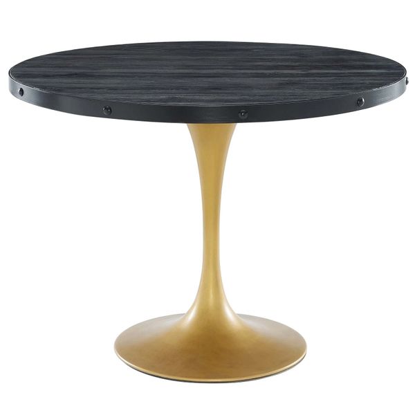 MD3591000027 40" Round Wood Top Dining Table / Black -Gold