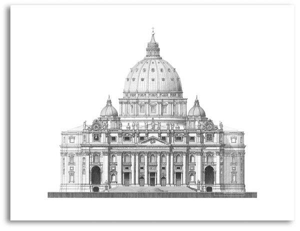 BASÍLICA DE SAN PEDRO, Roma. Giclée Mediano de 60 x 40 cm. ¡Inluye
