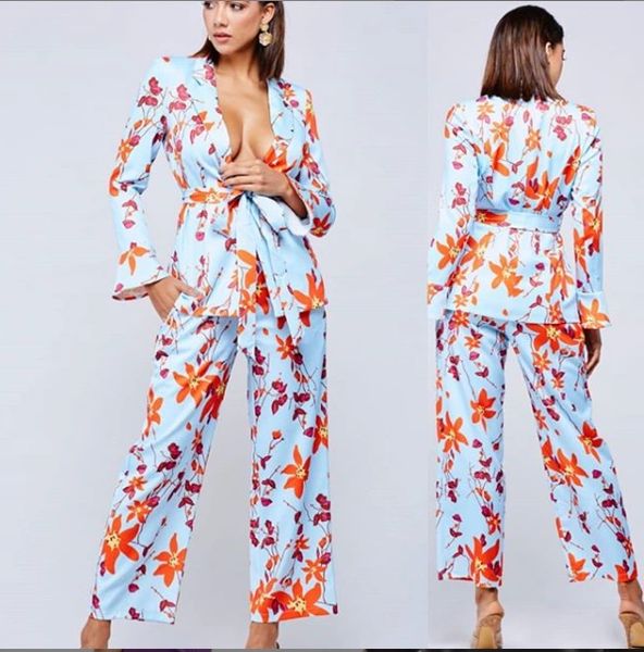 2Piece Floral Pant Suit