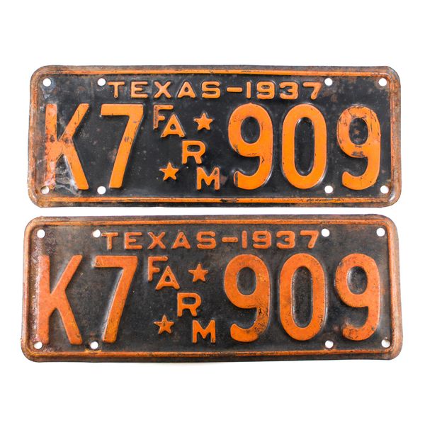 Texas 1937 Farm Truck Plates