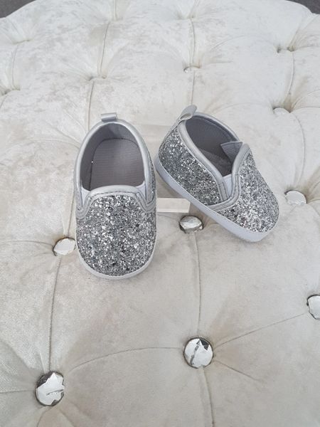 Silver glitter canvas discount shoes