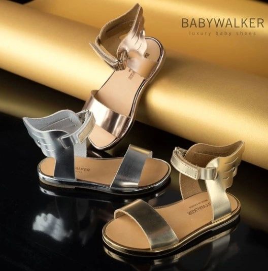 Babywalker Wing Sandals White Tan and Salmon Pink. Kids Shoes