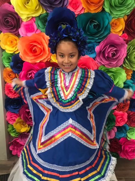 Mexican Jalisco Dress Size 6 Blue Stunning Kids Beautiful Frida Kahlo Style Baby Mexican Boho Hippie