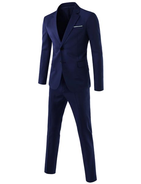 Navy Blue 2 Button Fitted Suit | Mondo Fashion