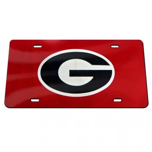 License Plate, Georgia (G Oval), Red/Black