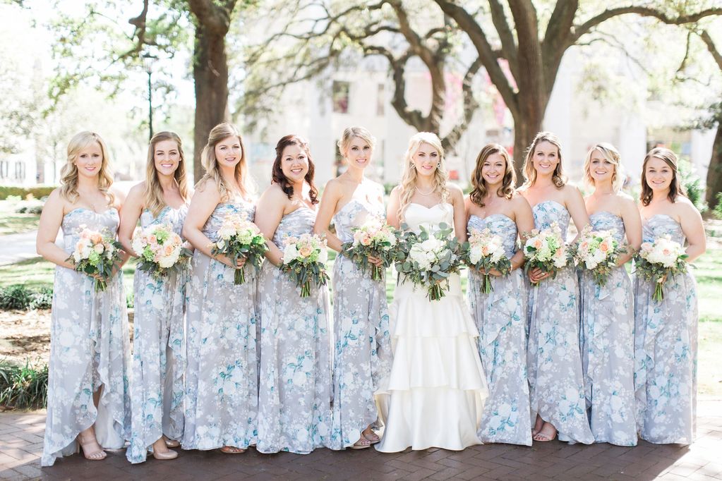 Bridesmaids Dresses, Floral Bridesmaids Dresses, Columbia Square Savannah Ga, Bride, Wedding