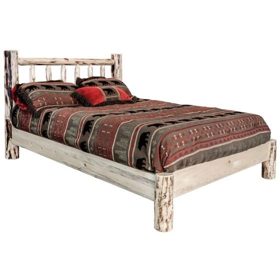 Platform Log Bed Custom Handmade Log, Rustic, and Modern Rustic Furniture