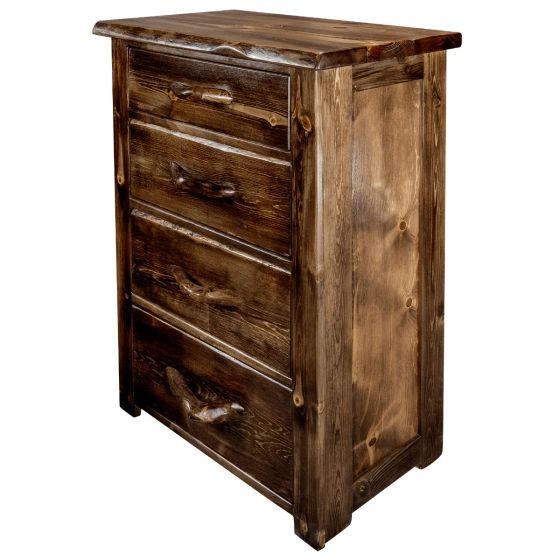 Big Sky Timber 4 Drawer Dresser Custom Handmade Log, Rustic, and
