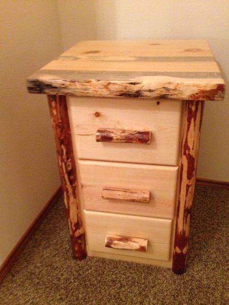 3 Drawer Oregon Nightstand Custom Handmade Log And Rustic Furniture