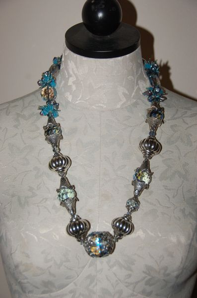 Aqua Crystals with Pearls