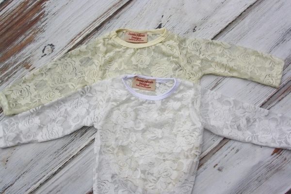White Lace Long Sleeve Bodysuit, Tops