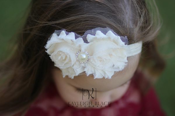 Ivory best sale christening headband